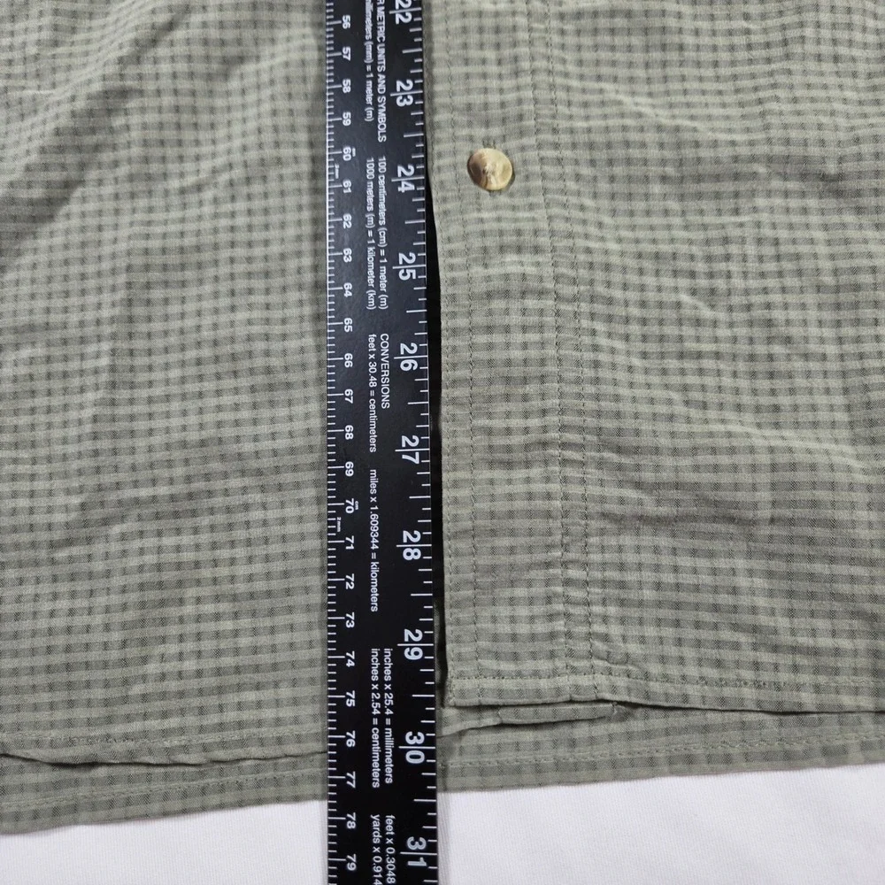 The North Face Mens Medium Olive Green Micro Check Roll Up Sleeve Hiking Shirt